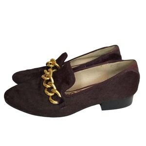 Sam Edelman Burgundy Loafers with Gold Chain, 7